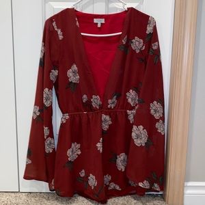 Deep V-Cut Floral Romper